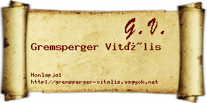 Gremsperger Vitális névjegykártya